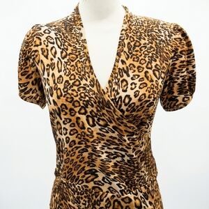 Sandra Angelozzi Leopard Print Wrap Dress